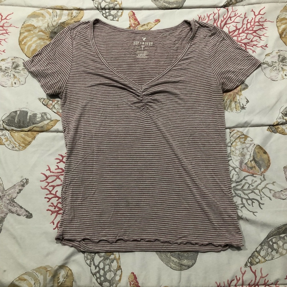 Pink and white striped t shirt